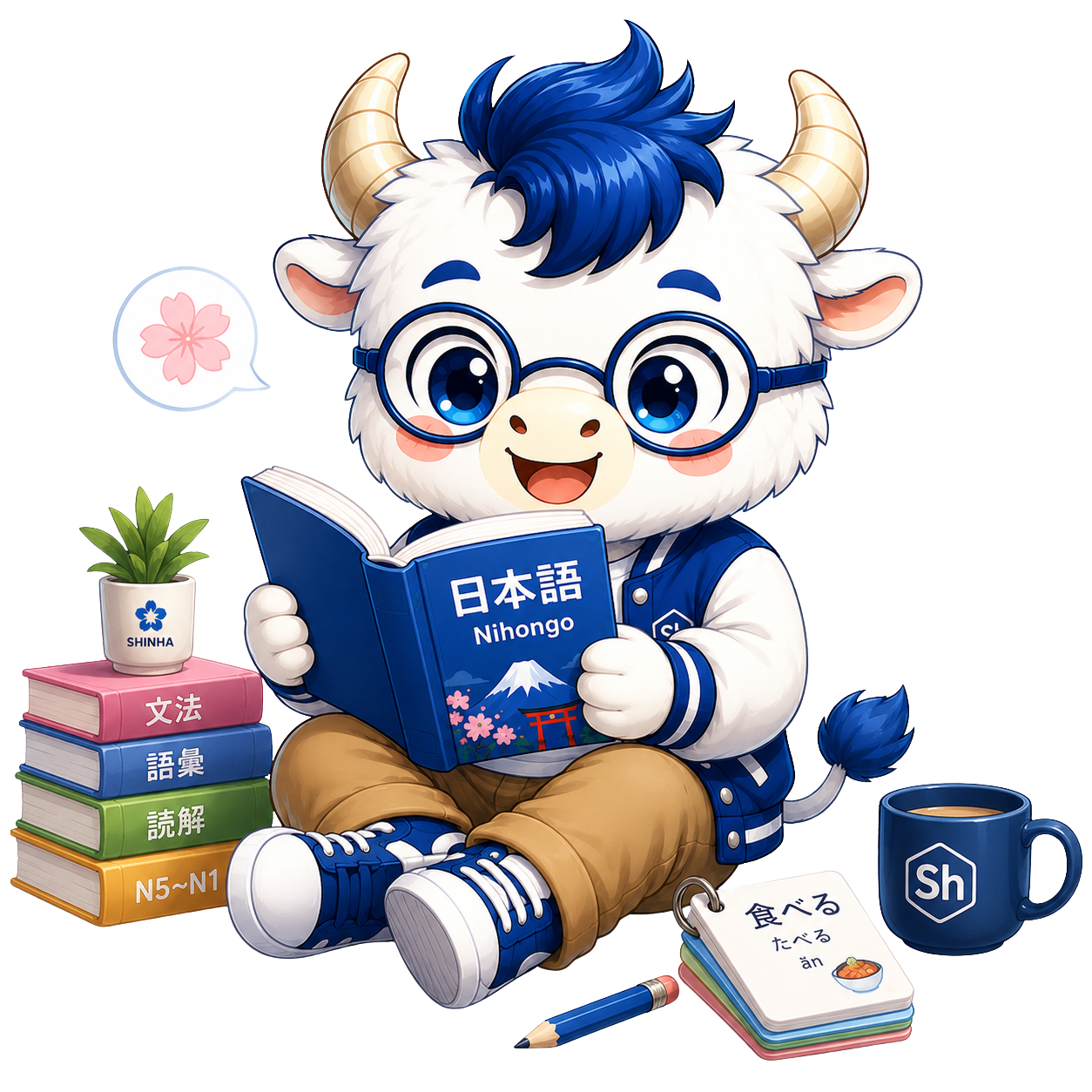 Mascot SHINHA đọc sách